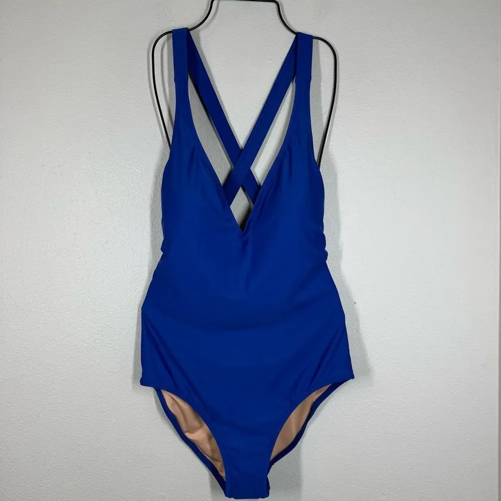 NWT J. Crew Royal Blue One Piece High Support Swimsuit Size 10 Summer Preppy
